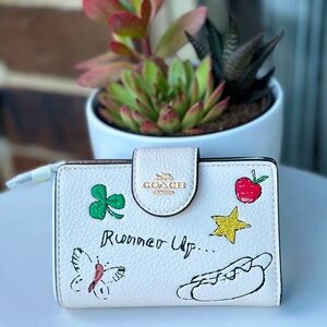 NEW Coach Medium Corner Zip Wallet With Sketch Print